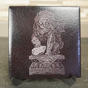 Laser Engraved Coasters / 4 x 4 Laser Art / Lion Statue