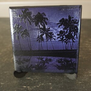 Laser Engraved Coasters / 4 x 4 Laser Art / Purple Sunset
