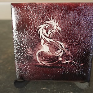 Laser Engraved Coasters / 4 x 4 Laser Art / Red Dragon