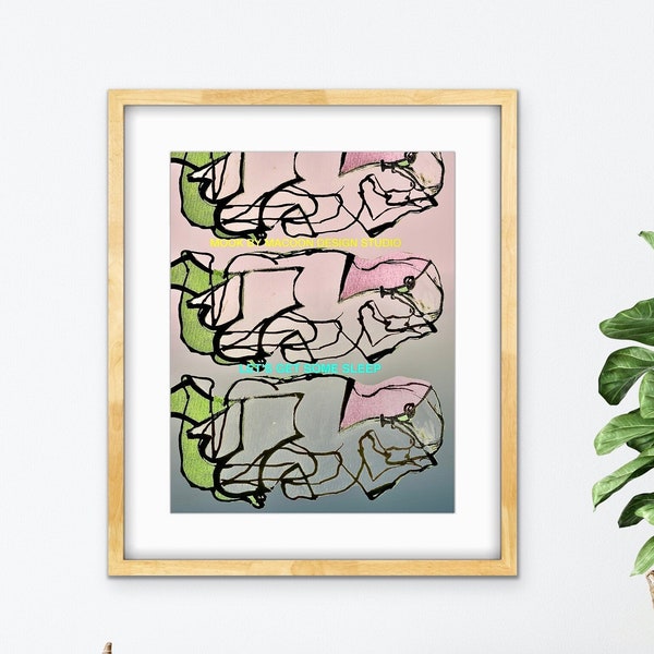 original art prints, unique wall decor, high quality pop art prints, street outsider brut, one of a kind, living wall hanging, art gift idea