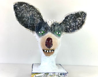 Original art objects, table top unique decor, handmade craft, one of a kind art, outsider art brut, animal art sculpture, funny animals