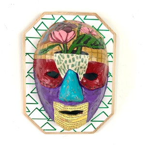Original art objects, wall art decor, handmade craft, one of a kind art, outsider art brut, ancient face mask art sculpture, interior decor