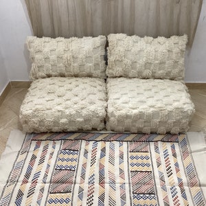 Moroccan floor cushion set for a 2-seater salon includes 2 seat cushions and 2 back cushions All Unstuffed