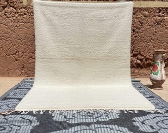 Handmade Beni Ourain Rug – Ivory Berber Wool, Custom Moroccan Carpet