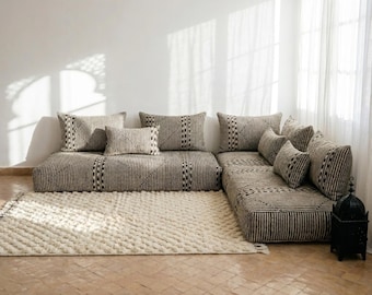 Handmade Wool Berber Floor Sofa: Moroccan Style Seating (UNSTUFFED)