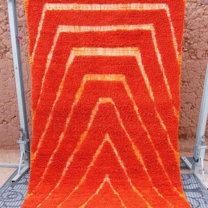 AMAZING MORROCAN RUG, Orange Moroccan Rug, Authentic Berber Rug, Bohemian Handmade Rug For Living Room, Wool Rug