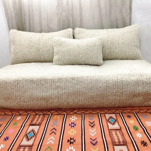 Custom White Moroccan Floor Sofa 3-4-5-6 Ft/70cm/30cm) + Cushions, All Unstuffed, Moroccan Floor couch