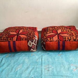 Moroccan Floor Cushion - Ottoman pouf - Bohemian Floor Pillow for Living Room