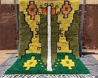 Emerald Green Berber Rug – Handmade Moroccan Wool Beni Ourain Rug