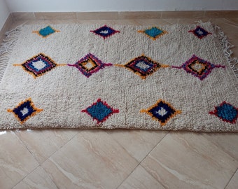Azilal Rug Custom handmade Rug for living room Berber Rug Beige Handwoven wool rug Modern Moroccan Rug- Handcrafted Rug- Customizable Design