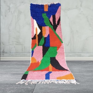 CUSTOM RUNNER RUG Moroccan Rugs Runner Colorful Rug Checkered Runner Rug Runner Carpet  Moroccan rug Boho Carpet Beni Ouarain Runner 2x9