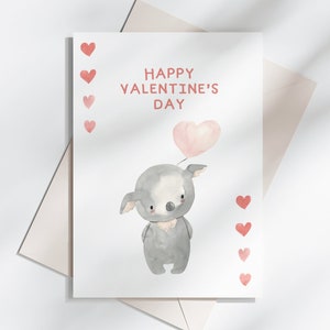 Druckbare Happy Valentine's Day Karte, DOWNLOADBARE KARTE, Koala Grußkarte, Tropisches Tier Karte, Blanko Valentinstag Karte, Herz Karte