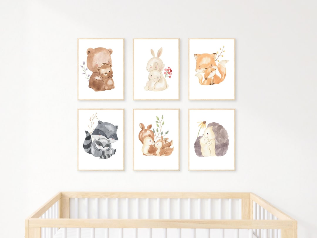 Watercolour Woodland Nursery Prints Set of 6, DIGITAL ART PRINT, Forest ...