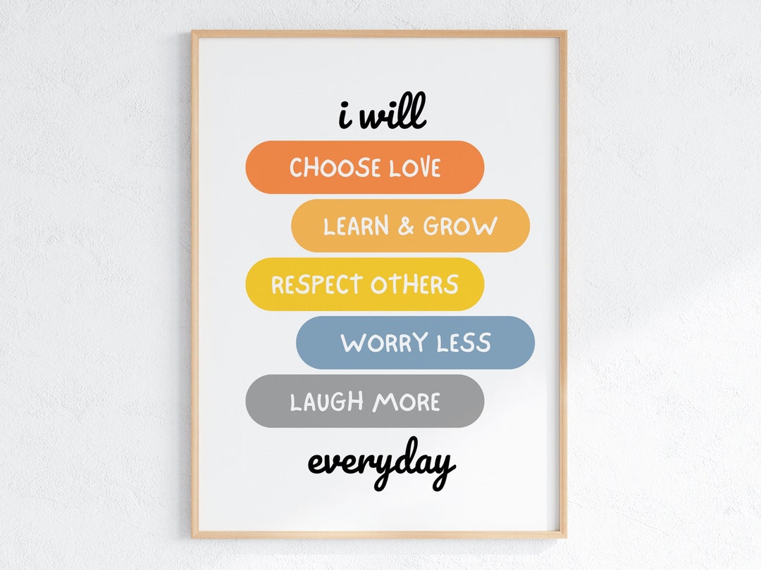 Kids Printable Art, Homeschool Art, Positive Quote Print, Kids Wall Art ...