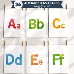 ABC-Lernkarten, A-Z-Karten, Kinder-Regenbogenfarben-Alphabet, Lernkarten, ABC lernen, Alphabet-Lernkarten, digitaler Download, ausdruckbar