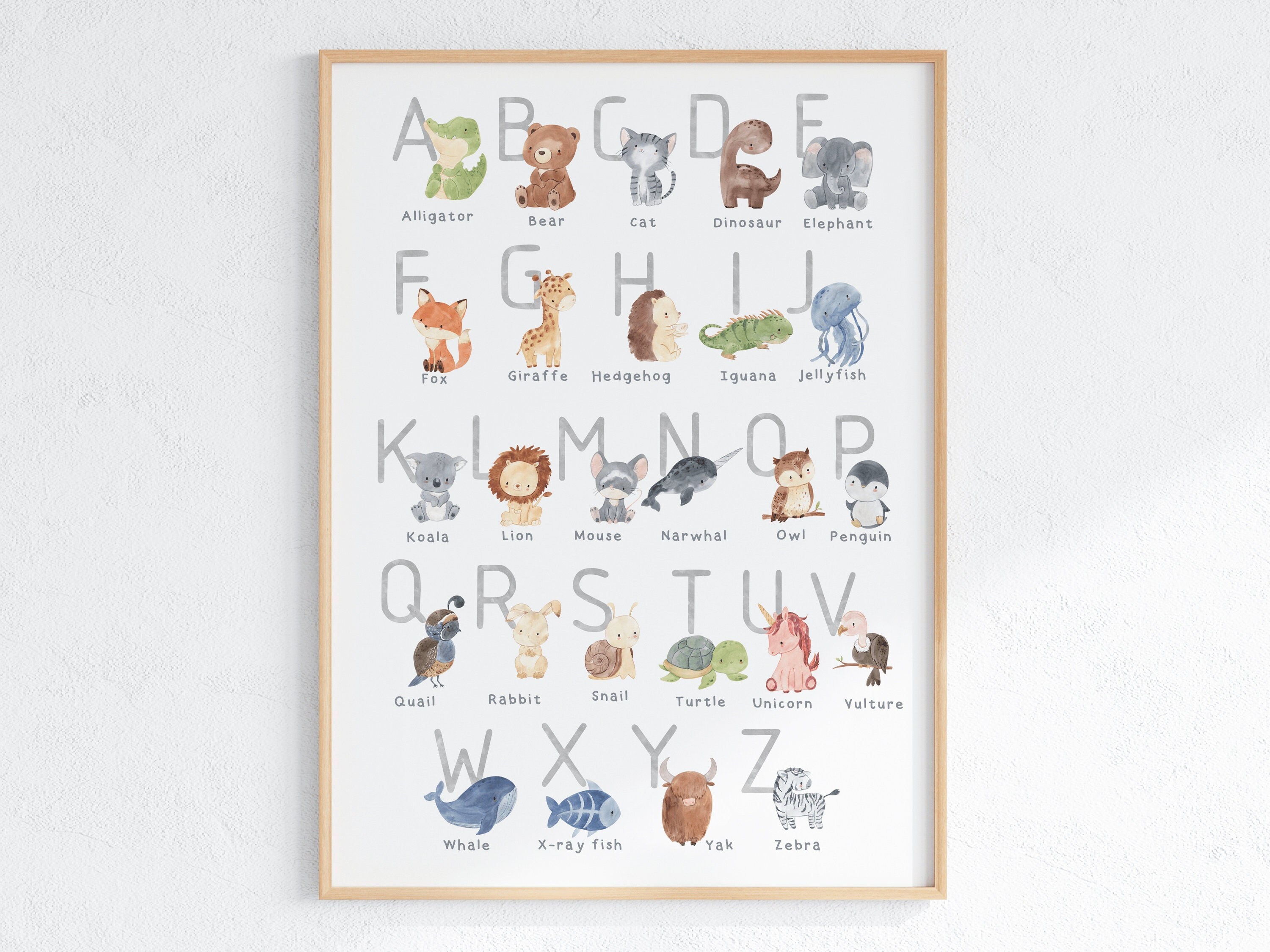 Alphabet Poster Printable Wall Art, Alphabet Print Kids Wall Art, ABC ...