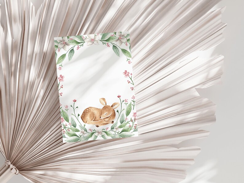 Sleepy Ranger Card.pdf Printable Sleeping Deer Greeting Card, DIGITAL DOWNLOAD, Newborn Baby ...