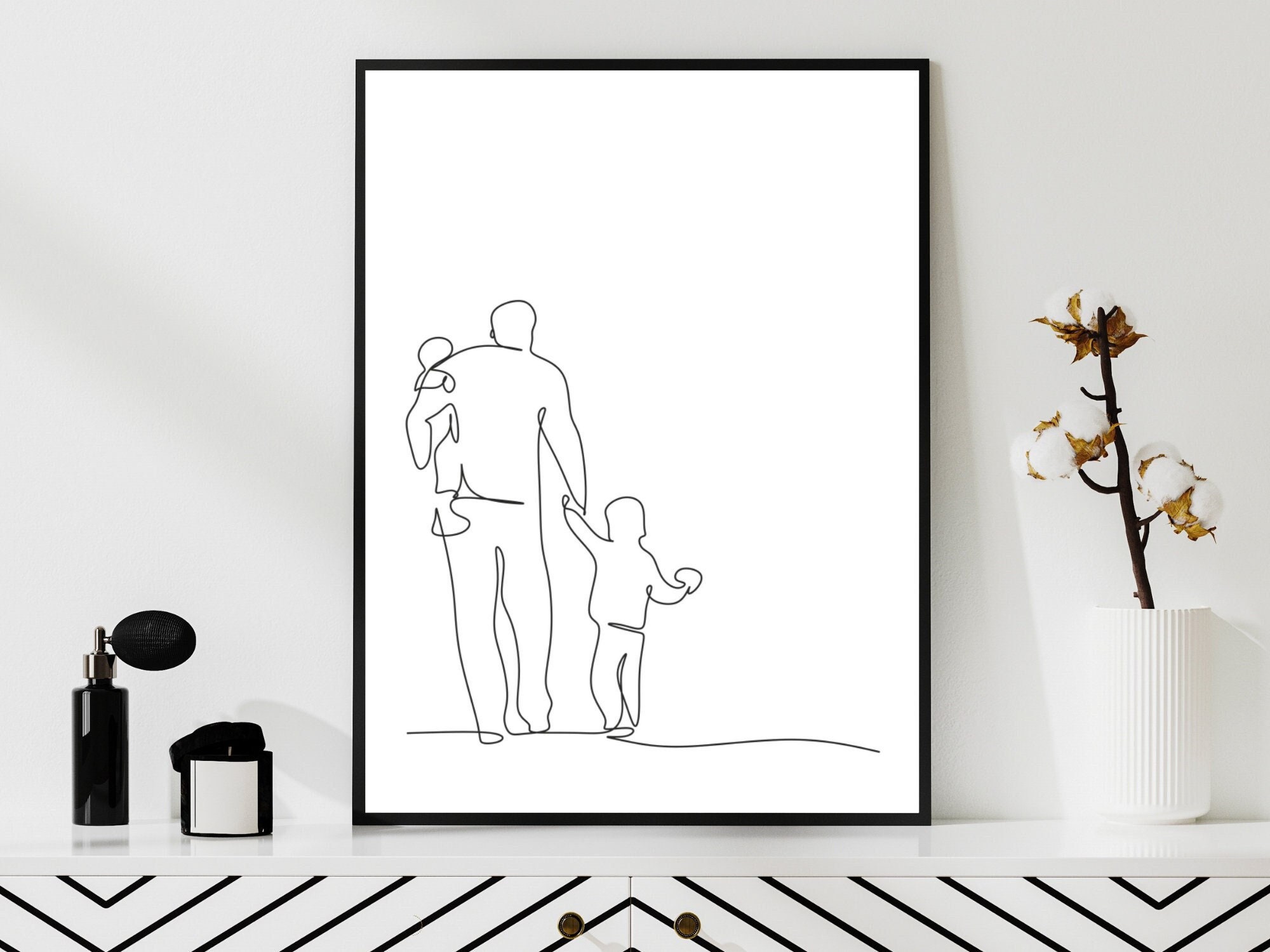 Father With Kids Wall Art, DIGITAL ART PRINT, Fathers Day Gift for ...
