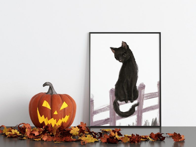 Black Cat Print Wall Art, Poster Art Print, Cat Print Wall Decor, Wall ...