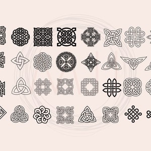 May include: A set of 30 black and white Celtic knot designs. The designs are intricate and detailed, and they would be perfect for use in a variety of projects, such as jewelry, tattoos, or home decor.