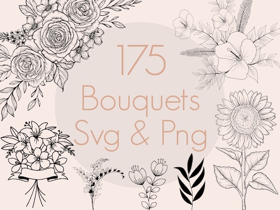 Flower Bouquet SVG Bundle: 175 Botanical Clipart Designs (Commercial Use)