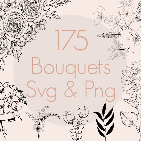 Bouquets de fleurs Svg Bundle | Botanical Svg | Bouquets de fleurs Clipart | Clipart botanique | Ensemble Floral SVG | Utilisation commerciale incluse