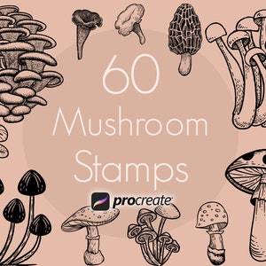 Mushroom Procreate, Mushroom Tattoo, Mushroom Stencil, Fungus Procreate Stamps, Procreate Tattoo Stamps, Procreate Stamp, Procreate Brush