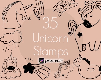 Unicorn Procreate Stamps | Procreate Doodle Stamps | Procreate Animal Stamps | Animal Stamps | Procreate Brushes | Stamp Bundle