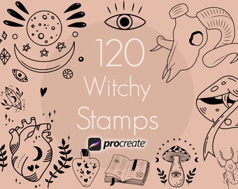 Witchcraft Procreate Briefmarken: Himmlisch, Mystisch, Zaubertränke (Digitaler Download)