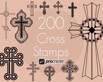 Cross Procreate Stamps, Cross Tattoo Procreate Stamps, Religious Procreate Stamps, Cross Tattoo Design, Procreate Tattoo Cross Stamps