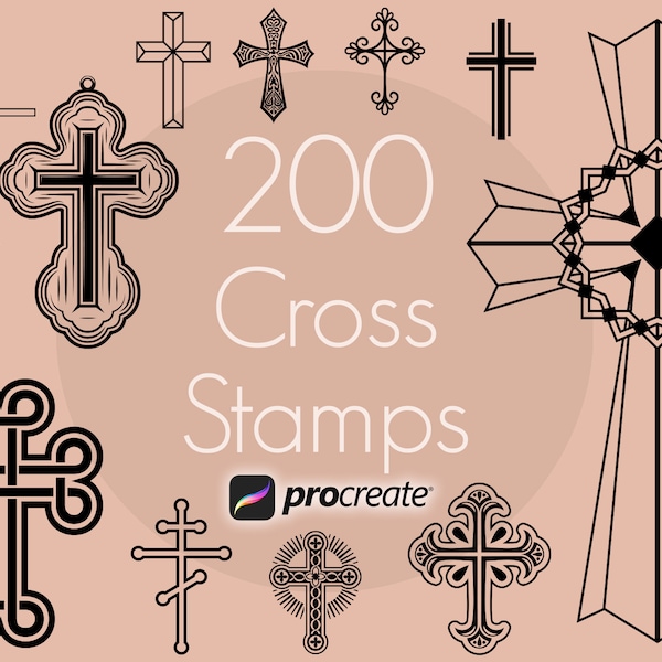 Cross Procreate Stamps, Cross Tattoo Procreate Stamps, Religious Procreate Stamps, Cross Tattoo Design, Procreate Tattoo Cross Stamps