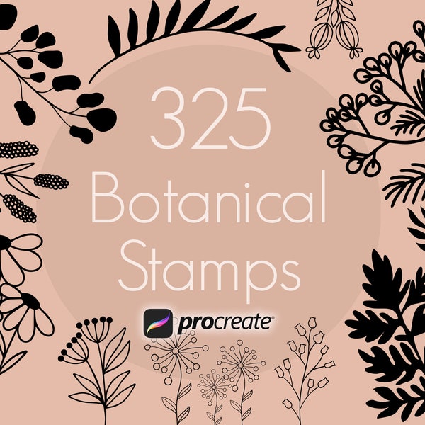 Procreate Botanical Stamps, Botanical Stamps, Floral Procreate Stamps, Procreate Flower Stamps, Procreate Leaves, Procreate brushes