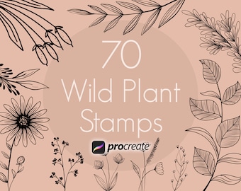 70 sellos de flores silvestres para Procreate: Paquete de pinceles botánicos (uso comercial)