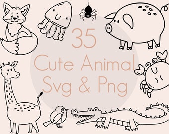 Animal Svg Bundle | Animal for Kids Svg | Cute Animal Svg | Farm Animal Svg | Animal Doodle Svg Bundle | Commercial Use Included