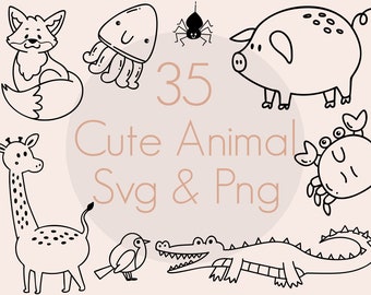 Animal Doodle SVG Bundle | 35 Kids Designs (Commercial Use)