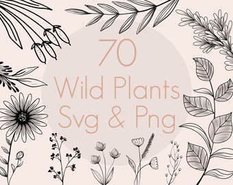 Wild Plant SVG Bundle: 70 Botanical Designs (Commercial Use)