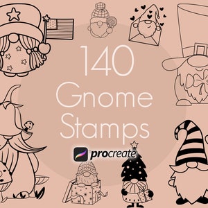 Gnome Procreate Stamps | Christmas Gnome Stamps | Valentine Gnome Stamps | Shamrock Gnome Stamps | Procreate Brushes | Stamp Bundle