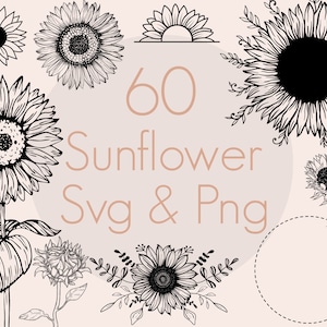 Ensemble SVG tournesol | Ensemble SVG floral | Clipart tournesol | Clipart floral | Tournesol PNG | Floral PNG | Usage commercial inclus