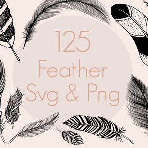 Pacote Feather Svg | Pena Png | Penas de pássaros Svg | Svg de penas realistas | Boho Pena Svg | Svg de penas intrincadas | Uso comercial