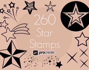 260 Star Procreate Stamps: Doodle & Glitter Brushset