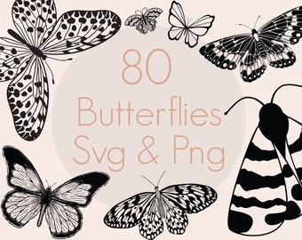 Butterfly & Moth SVG Bundle: 80 Clipart Designs (Commercial Use)