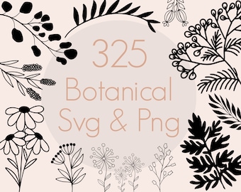 325 Botanical SVG Bundle: Floral & Leaf Designs (Commercial Use)