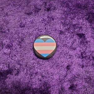 Trans Heart Pin-back Badge 1 Inch