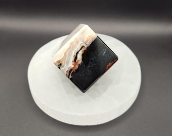 Black Zebra Agate Cube (side standing option)