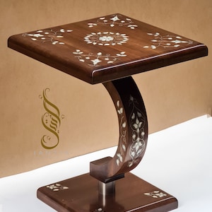 Wooden table - mosaic - side table - tea table - coffee table - home decor gift coffee table meter decoration, side table, shell inlay table