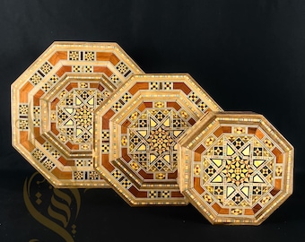 Handmade Octagonal Wooden Jewelry Box - Geometric Marquetry Inlay