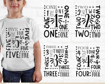 Birthday SVG Bundle, 1-5 Year Old (Digital Download)