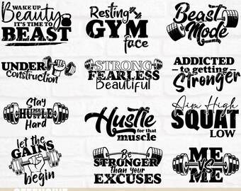 Workout SVG Bundle | Gym Fitness Designs (Digital Download)