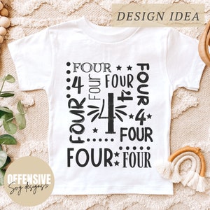 Cuarto cumpleaños svg, 4o cumpleaños svg, número cuatro svg, 4 años de edad svg, camisa de cumpleaños svg, / por svg ofensivo