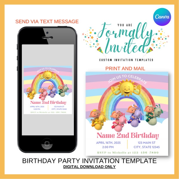 Cloud Babies Birthday Party Invitation, Kids Birthday Invitation, Editable Invitation Template, Instant Download, Printable Invitation